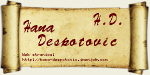 Hana Despotović vizit kartica